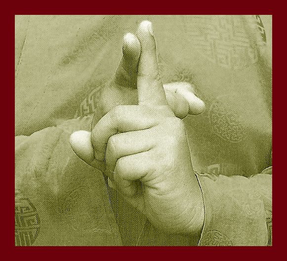 Мудра благовоний. Символизирует две скрещенные палочки благовоний.